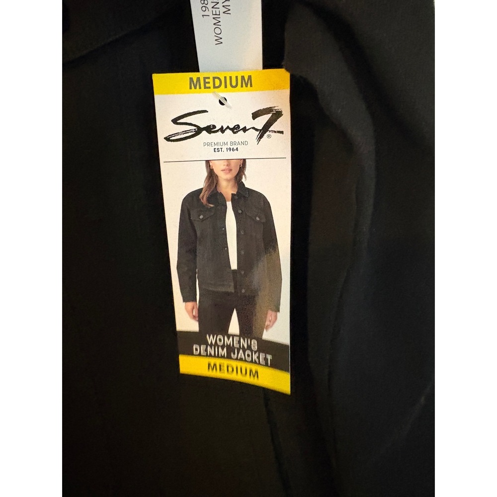 Seven7 Womens Denim Jacket Black Stretch Trucker Coat MY5302BL25 NWT Medium - Picture 10 of 10
